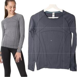 Ivivva Fly Tech Fitted Long Sleeve Roundneck T-Shirt Black Kids Girl's Size 14